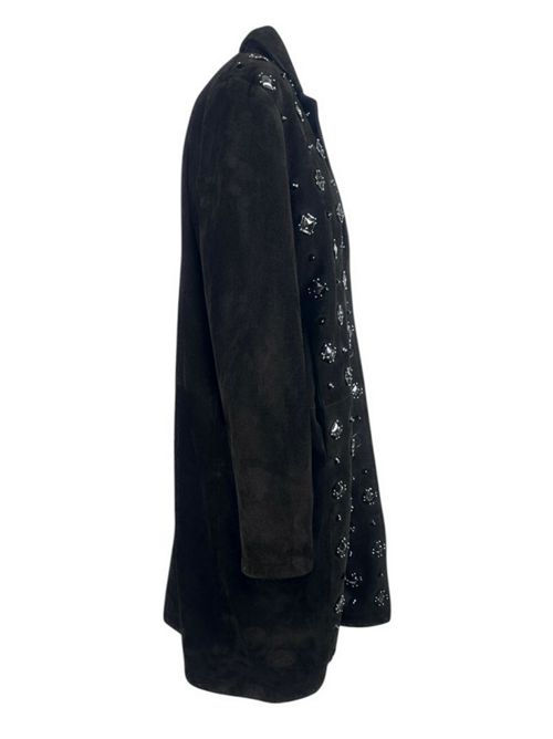 cappotto donna in camoscio marrone con applicazioni Sword | 8369-GALAXY SUEDEC151